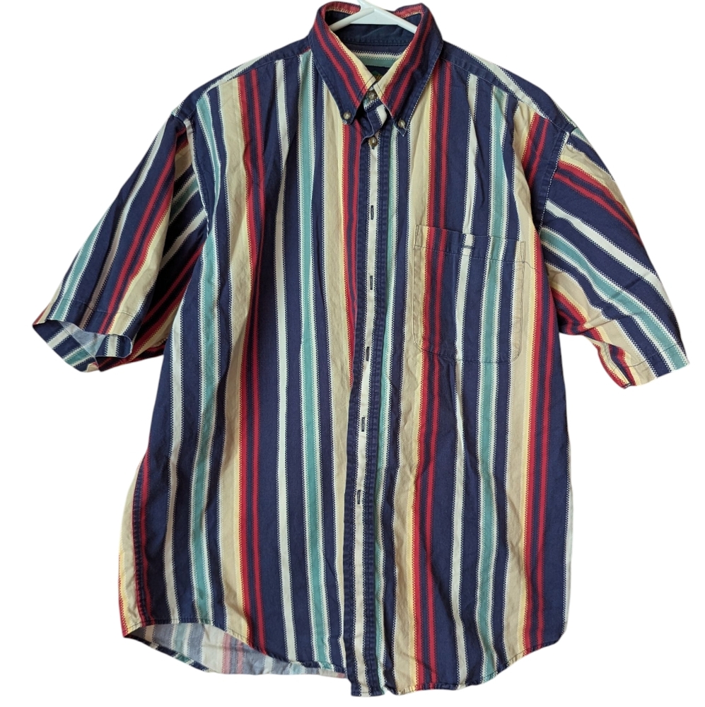 specialty collection men's striped shirt short sleeve 100% cotton size M